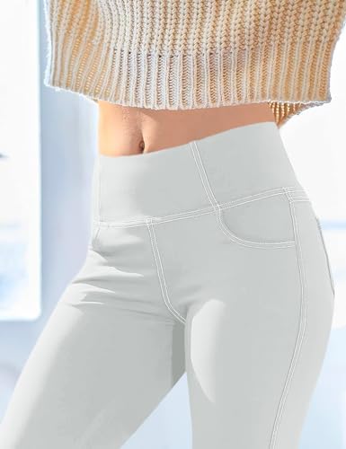 VOOVEEYA Women's Bootcut Leggings - Bootleg Yoga Pants Flare with 4 Pockets