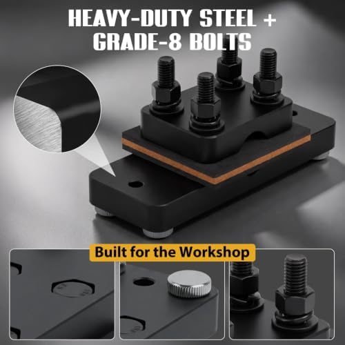 Heavy Duty Barrel Vise Tool with Scratch Free Protective Leather Pads, Fits 0.67" to 1.375" Outside Diameter, Durable Steel Construction with High Strength 8-Grade Bolts Black