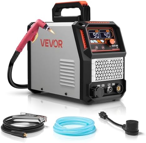 VEVOR Plasma Cutter, 65A Non-Touch Pilot Arc Plasma Cutting Machine Non-High Frequency - with 2T/4T Function & Adjustable PT Time, 110V/220V Dual Voltage Digital Display IGBT Inverter