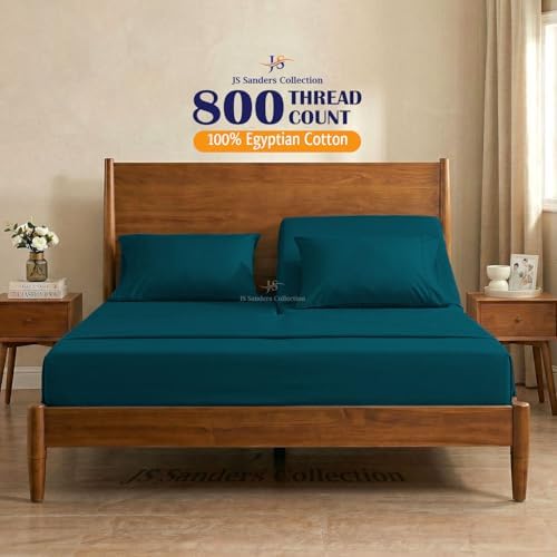 Split Head Flex Cal King Sheet Set - 100% Cotton Bed Sheets for Adjustable Beds - Flex Top Cal King Sheets for Sleep Number Beds 18" Deep, 34" Top 4 Piece Set (Half Split Fitted) Teal