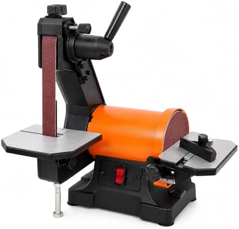 1x30 Belt Sander and 5 Inch Disc Sander - Mini Belt Sander | Tool-Free Benchtop Belt Sander with Dual Dust Ports | Cast Aluminum Bench Sander for Woodworking & Knife Making | Black