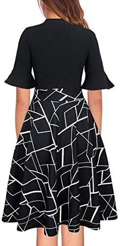 Women Summer Floral Ruffle Sleeve Wear to Work Church Wedding Guest Party Dresses