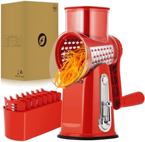 SUSTEAS Rotary Cheese Grater 5 Blades,Kitchen Mandoline Vegetable Slicer