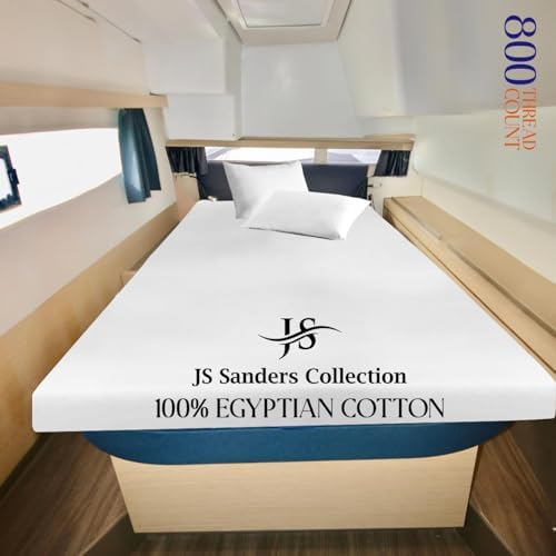 JS Sanders AFT Berth Boat Sheet 3 Pcs 600 TC Egyptian Cotton,White