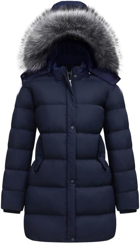 GGleaf Women's Winter Puffer Coat with Removable Fur Hood Warm Snow Jacket