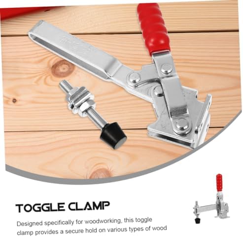 2pcs Welding Toggle Clamps with Rubber Tip, Iron Fixed Clamp for Woodworking and Welding Fixtures, Quick Release Workholding Device for Workshop Positioning