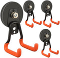 ULIBERMAGNET New Upgraded Heavy Duty Magnetic Garage Hooks,4 Pack Strong Large Magnet Hooks for Power Drill,Garden Tools,Hose,Pegboard,Garage, Workshop,Magnetic Storage Hook for Hanging(Orange)