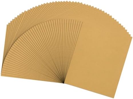 50 Pcs 220 Grit Sandpaper 9 x 11 Inch Sand Paper Alumina Gold