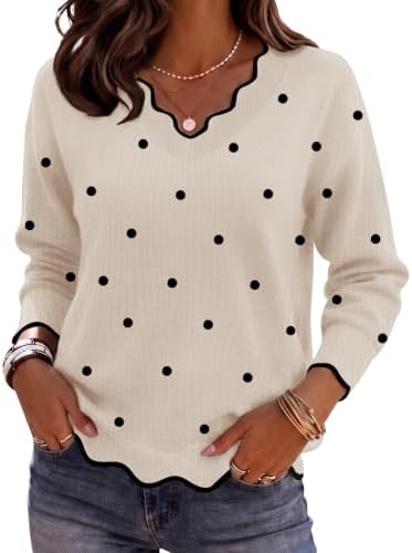 Zeagoo Women's 2026 Fall V Neck Sweater Long Sleeve Lightweight Knit Tops