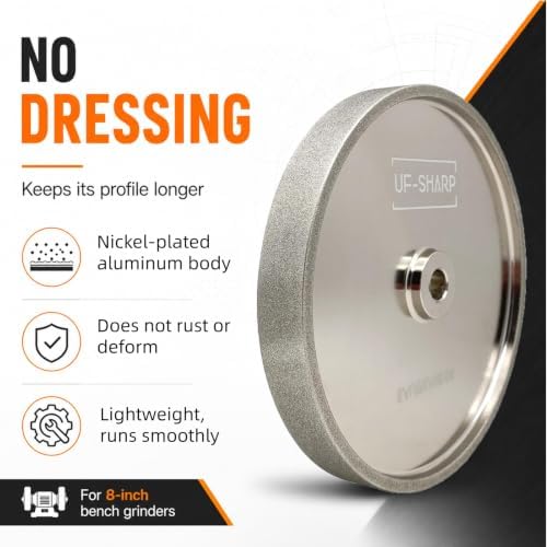 CBN Grinding Wheel 8 inch 320 Grit, 1" Wide, 5/8" Arbor