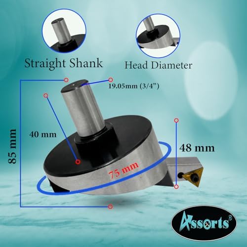 3-Inch Fly Cutter with 75 mm Head Diameter for Milling and Lathe Machines, Indexable Flycutter with Replaceable Carbide Insert for Precision Metalworking Applications and Smooth Cutting Output