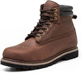 Steel Toe Work Boots for Men, 6-Inch Non Slip Comfortable Leather Waterproof Industrial Construction Safety Workboots