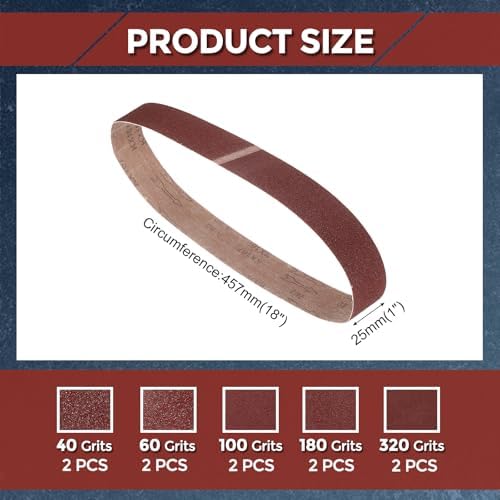 10 Pcs Sanding Belts, 1 x 18 Inch 40/60/100/180/320 Grit