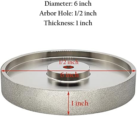 CBN Grinding Wheel 6 Inch 180 Grit, 1/2" Arbor, for Bench Grinders