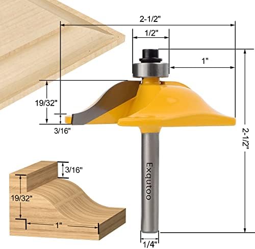 3PCS 1/4" Shank Router Bit Set,Raised Panel Cabinet Door Making Router Bits