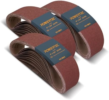POWERTEC 4 x 24 Inch Sanding Belts, 30 PK, 10 Each of 40 60 80 Grits, 4x24 Belt Sander Sanding Belts Assortment, Aluminum Oxide Sandpaper for Oscillating Belt Sander, Woodworking (110092)