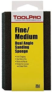 ToolPro Fine and Medium Sanding Sponges 24-Pack - Dual-Angle Washable Sanding Blocks for Drywall Corners, Wood, and Finishing