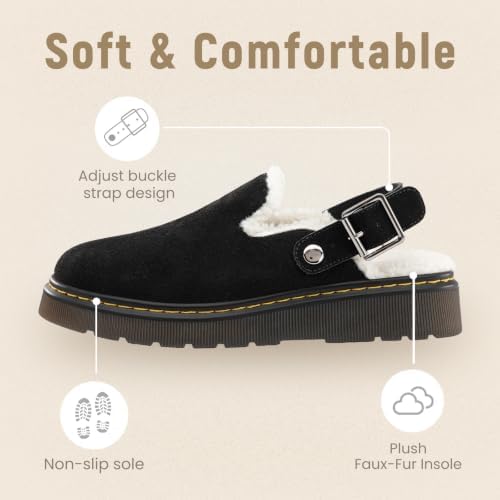Athlefit Women's Slip On Suede Clogs with Back Strap