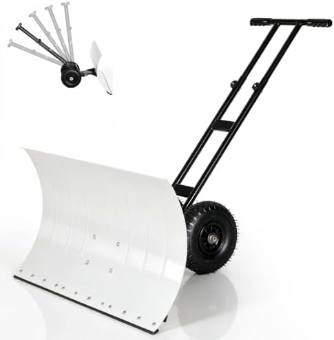 Outvita Snow Shovel with Wheels, 36" Wide 18" Long, Black & White