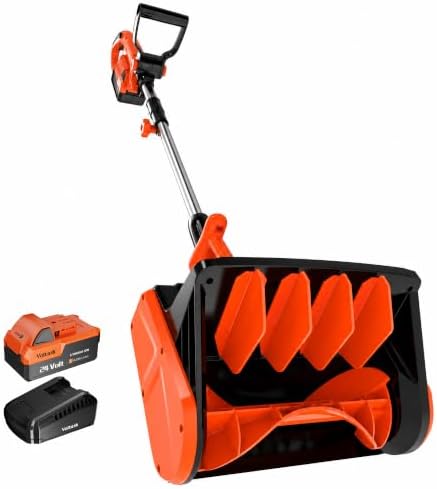 VOLTASK 24V Cordless Snow Shovel, 12.8-Inch Cordless Snow Blower, 4-Ah Battery Snow Blower with Directional Plate & Adjustable Front Handle (Battery & Quick Charger Included)