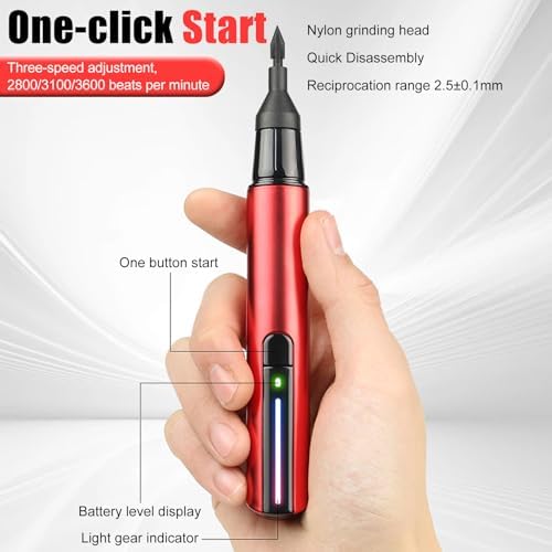 Electric Reciprocating Sander Mini Pen Detail Sander Tool USB Quick Charging Sanding Pen Portable with 8pcs Sanding Head Self-Adhesive Sandpaper 3 Gears Adjustable for Grinding Polishing