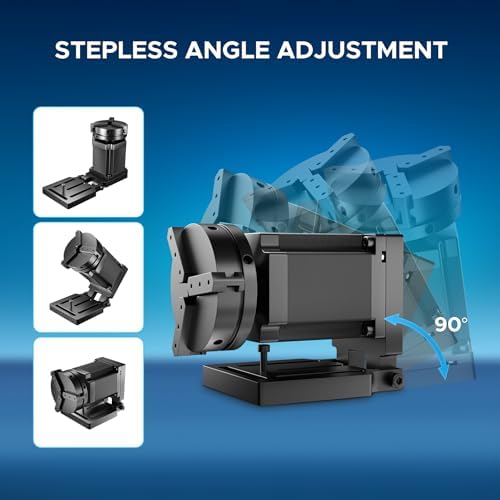 OMTech Rotary Axis Attachment for Fiber Laser Engravers, 70mm Rotating Shaft with 3 Jaw Rotary Chuck Stepper Motor, Laser Marking Machine Rotary Tool Accessory Kit for Ring Bracelet Bottle More
