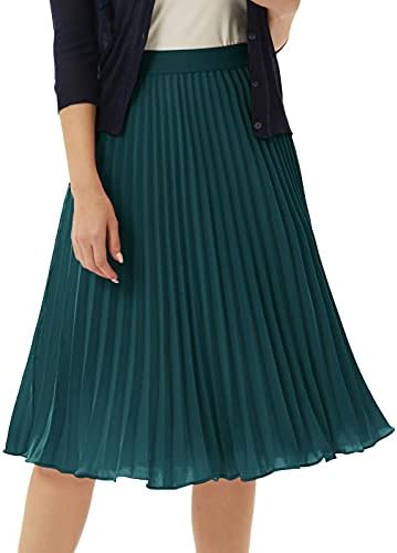 GRACE KARIN Pleated Midi Skirt for Women Chiffon A-Line Outfits