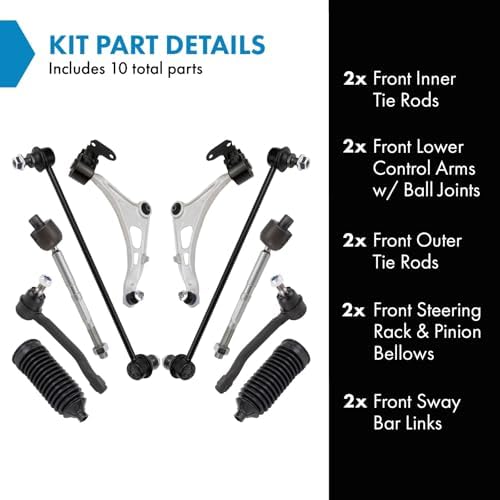 TRQ Front Steering and Suspension Kit Tie Rods Control Arms Ball Joints
