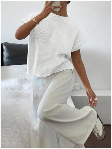 SOLY HUX Women's Short Sleeve Business Casual Sweater