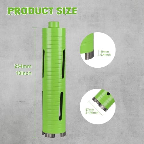 2 1/4 Inch Dry Core Drill Bit, 5/8"-11 Threaded Concrete Core Bit