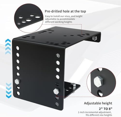 Bumper Vice Mount,Black Powdercoat, Pre-Drilled Heavy Duty Truck Vise Mount for Versatile Height Adjustment, Easily Bolt to Utility Truck and Service Body Truck (Black)