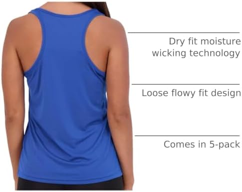 5 Pack Women's Dry Fit Tank Tops Sleeveless Athletic Workout Gym Yoga