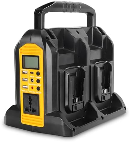Choerinton 350W Power Inverter for Dewalt 20v 60V Battery 4-Ports DC 20V to AC 110-120V Pure Sine Wave Battery Inverter with LED Light, 3 USB-A Port,1 Type-C Port,1DC Port for Camping Emergency