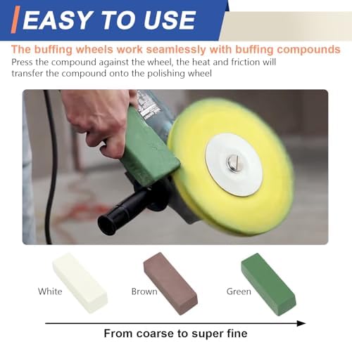 8 Airway Buffing Wheel Kit Polishing Wheel and Polishing Compound for Angle Grinder 8" in Diameter 5/8" in Arbor Hole Aluminum Metal Buffing Wheels Kit 6 Pcs