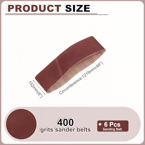 HARFINGTON 6 x 48 Inch Sanding Belts, 6 Pcs 400 Grits Aluminum Oxide
