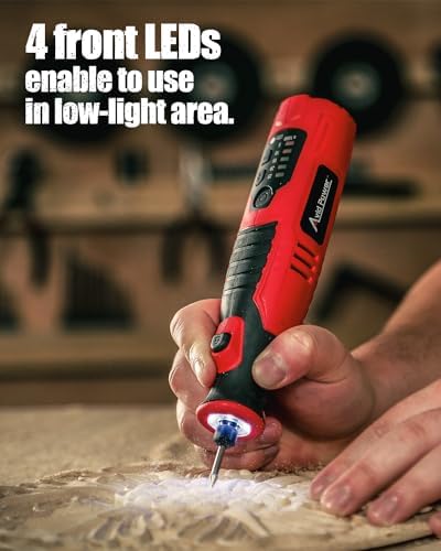 AVID POWER 8V Cordless Rotary Tool 5 Speeds Dog Nail Grinder 4 LED Lights