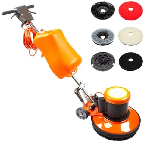 17" Commercial Floor Buffer Scrubber Polisher Machine, 2.0 HP, 175 RPM, 3.4-Gal Tank, Multi-Function Floor Machine for Scrubbing, Stripping, Polishing & Waxing