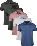 5 Pack Men's Polo Shirts Short Sleeve Golf T Shirt Performance Casual
