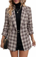 Mina Self 2026 Women's Fall Plaid Blazer Houndstooth Jacket Business Casual