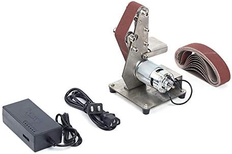 Mini Belt Sander, Electric Power Belt Sanders with 10pcs Sand Belts Metal Grinder Knife Making DIY Vertical Sand Belt Machines for DIY Wood Working Edge Polishing (775 Spindle Motor)