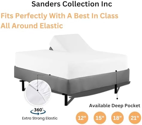 SCI Top Split Flex Sheet Set for Adjustable Bed King Size ,White