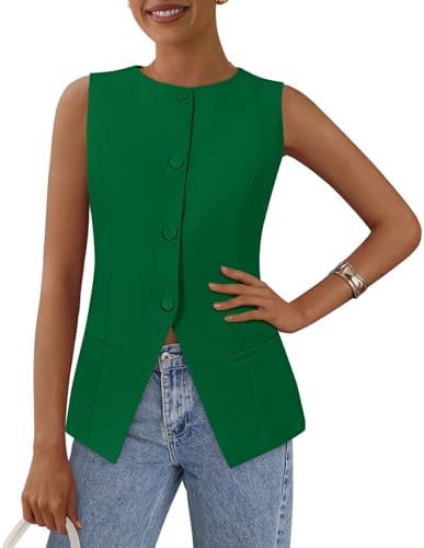 PRETTYGARDEN Women Tailored Suit Vest Business Casual Tops