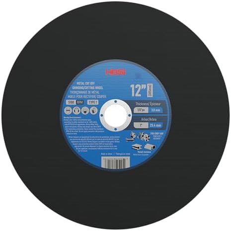 10 Pack 12 Inch Thin Cut-Off Wheel for Metal & Stainless Steel, Type 1 General Purpose Cutting Disc, 1/8 Inch Thickness, 1 Inch Arbor, High-Performance Chop Saw & Cut-Off Saw Blades - HB996745