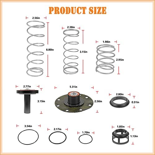 Complete Replacement Repair Kit for 1-1/4" to 2" Models 975XL and 975XL2 Backflow Preventer, Includes Poppets, Springs, Seats and More