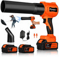 Cordless Leaf Blower, 800,000 RPM Electric Handheld Blower, Leaf Blower Cordless with 2×4.0Ah Batteries&Charger,Snow Blowers with 2-Nozzles for Patio,Lawn Care,Dust,Snow&Car Drying,Light Orange