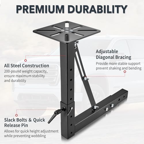 Hitch Mount Vise Plate, Adjustable Height Hitch Vise Mount for Trucks, Trailers and RVs, Universal Fit for 2-Inch Receiver