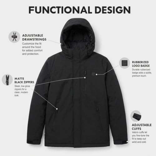 Billabong Ski Jacket Men - Waterproof Shell, Hooded Warm Winter Snow Coat