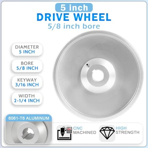 2" x 72" Belt Grinder Wheel Set Complete Wheel Kit Aluminum Wheel Crowned for Knife Grinder 5" Drive 5/8" Bore 3" Track 2" Idler (5" 5/8-3" - 2")