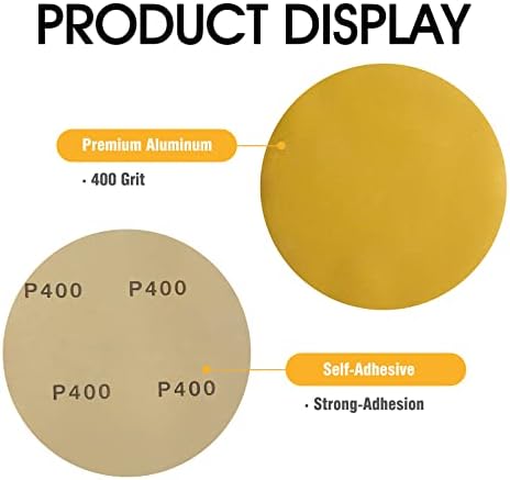 100 PCS PSA Sanding Discs 6 Inch Sanding Discs Self Stick 400 Grit Aluminum Oxide Round Adhesive Backing Sandpaper for Orbital Sander