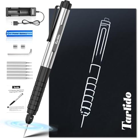 Tarlido Engraving Pen, USB Rechargeable Cordless Rotary Tools, Professional Mini Carving Machines Portable DIY Engraver Machine for Metal to Wooden, Glass, Jewelry-Black